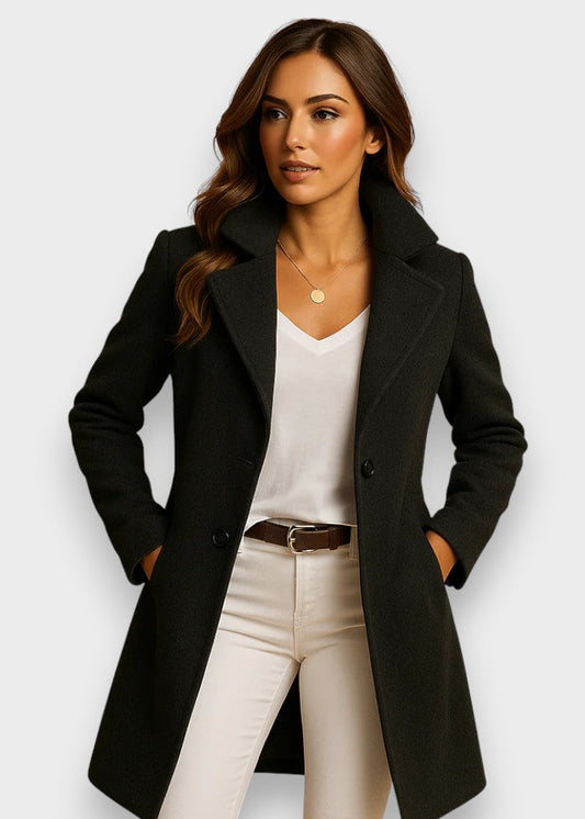 Mila ~ Klasyczny Wełniany Płaszcz Dwurzędowy
