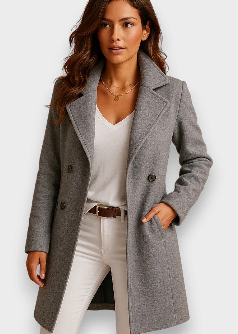 Mila ~ Klasyczny Wełniany Płaszcz Dwurzędowy